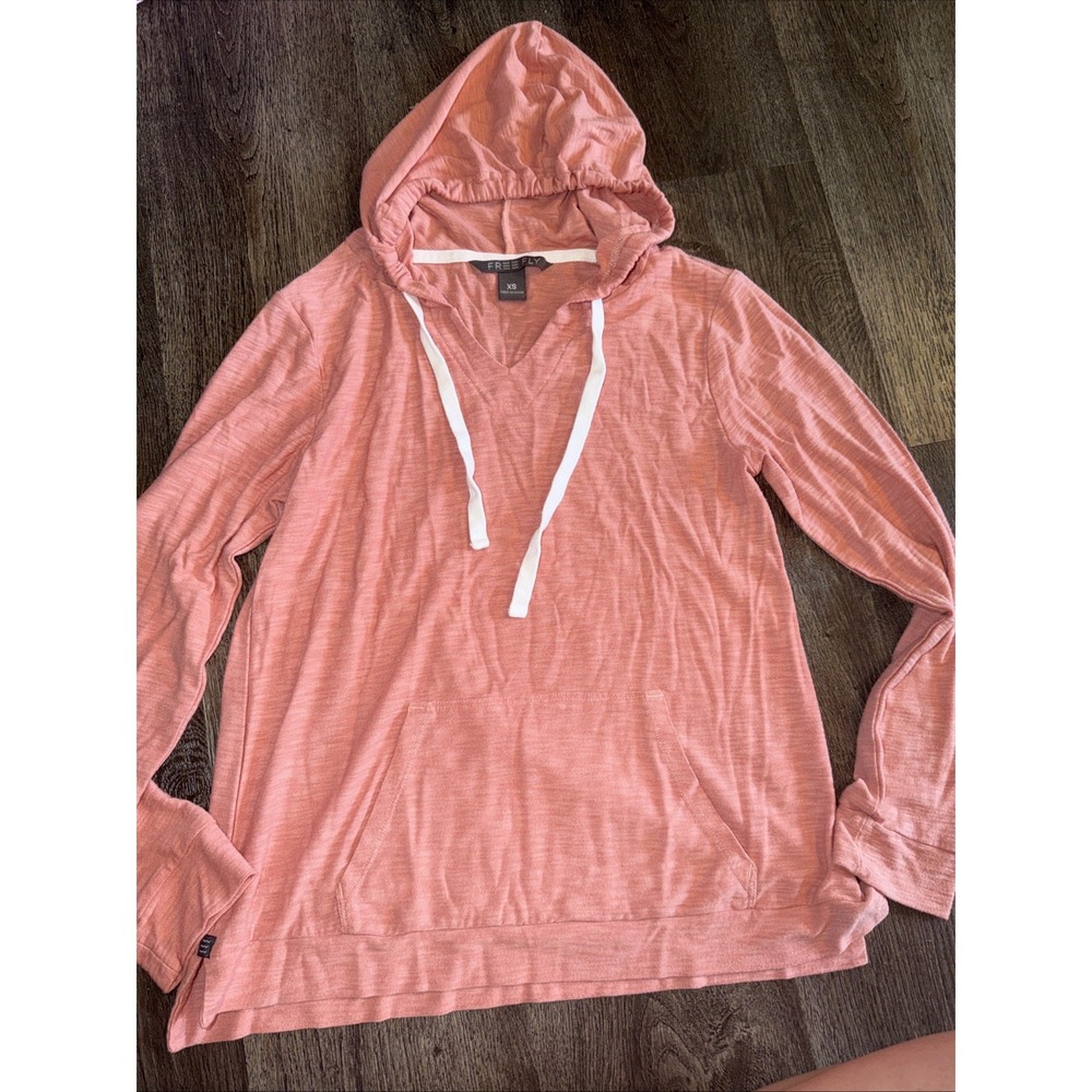 Free Fly Hoodie XS Womens Pink Bamboo Viscose Blend Lightweight Slub Pullover